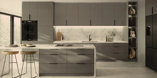 POLAR GREY FRAMELESS  KITCHEN CABINETS