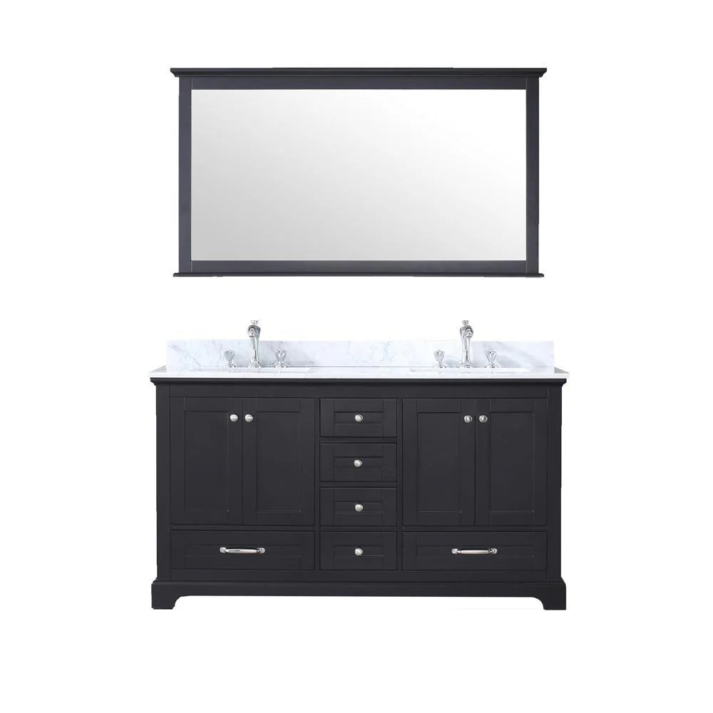 60" ESPRESSO DOUBLE VANITY, WHITE CARRARA