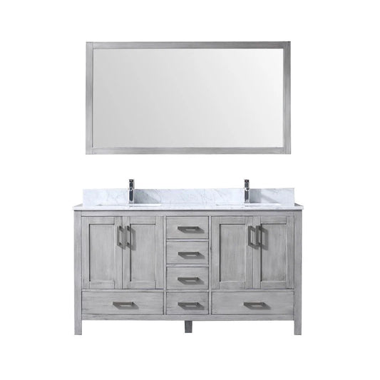 60" GREY DOUBLE VANITY, WHITE CARRARA