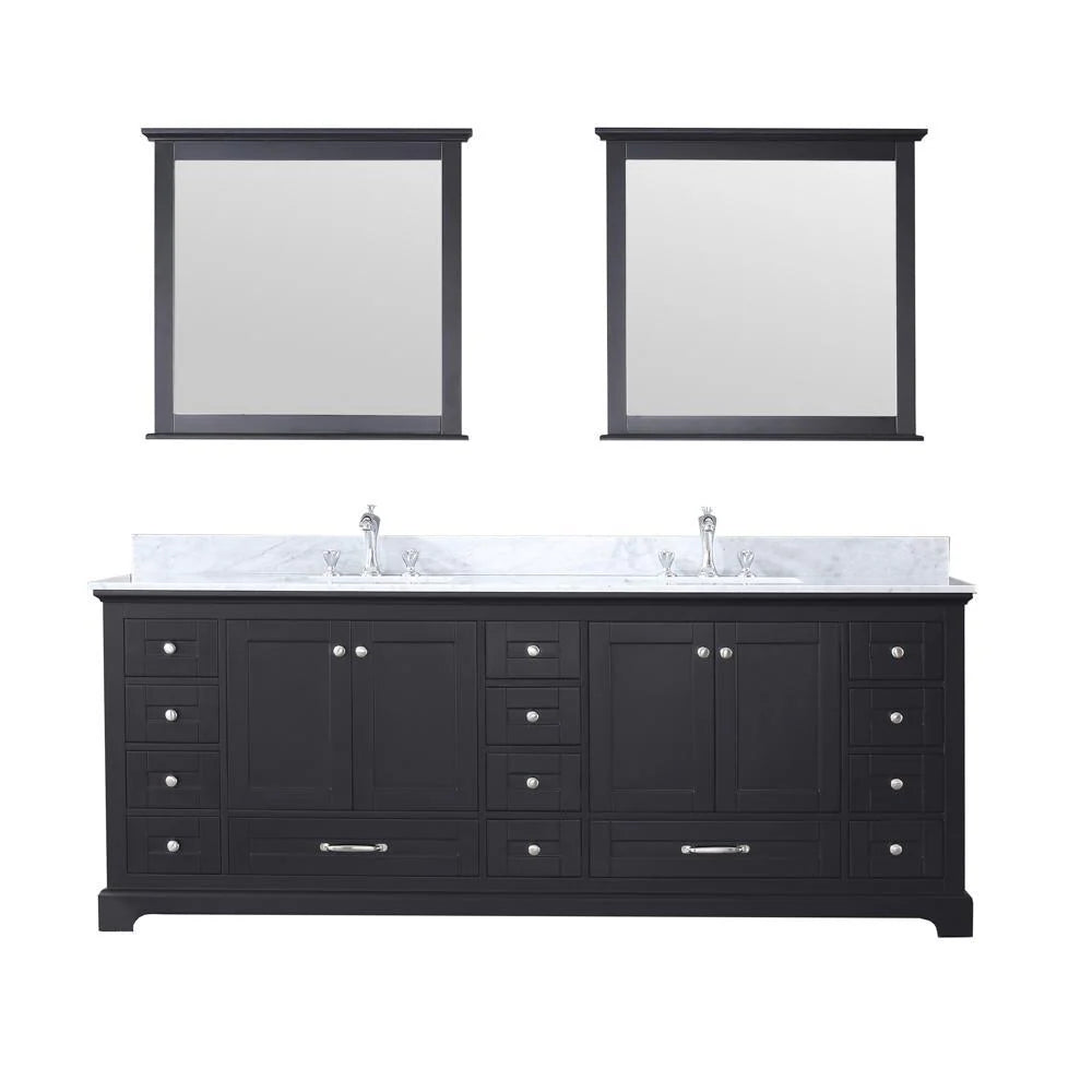 84" ESPRESSO DOUBLE VANITY, WHITE CARRARA