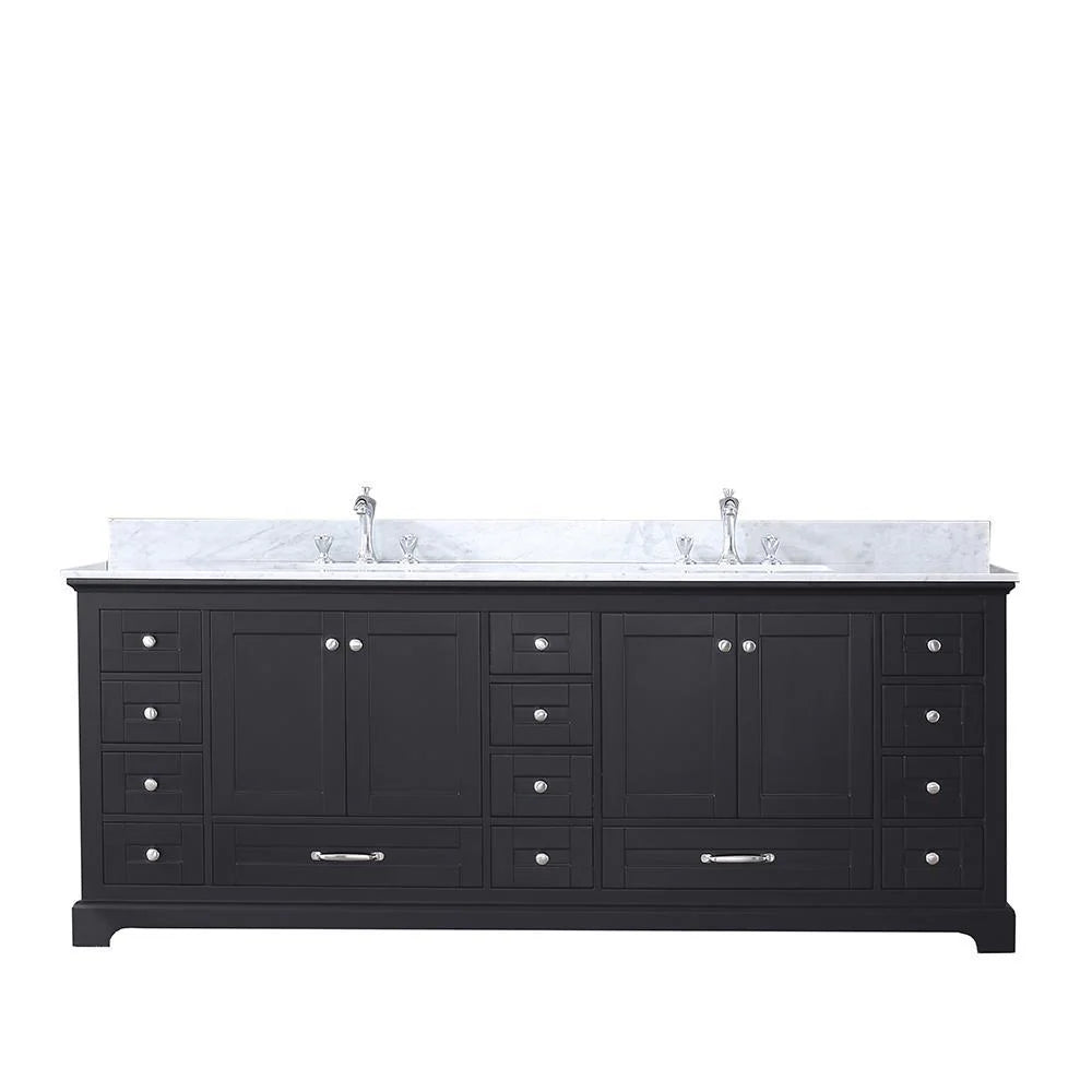 84" ESPRESSO DOUBLE VANITY, WHITE CARRARA MARBLE TOP