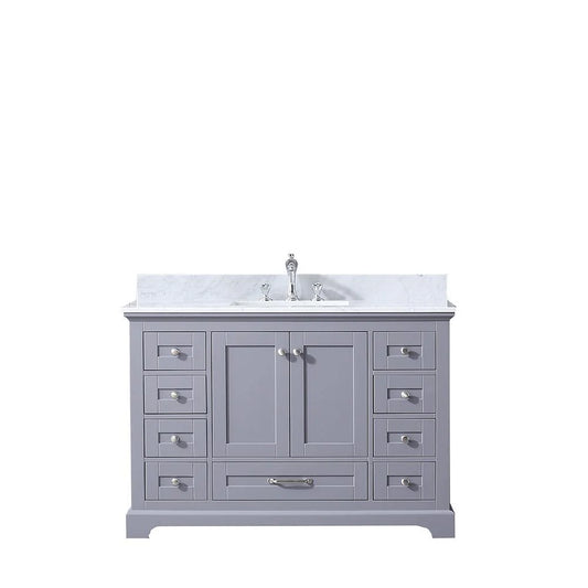 48" DARK GREY SINGLE VANITY, WHITE CARRARA